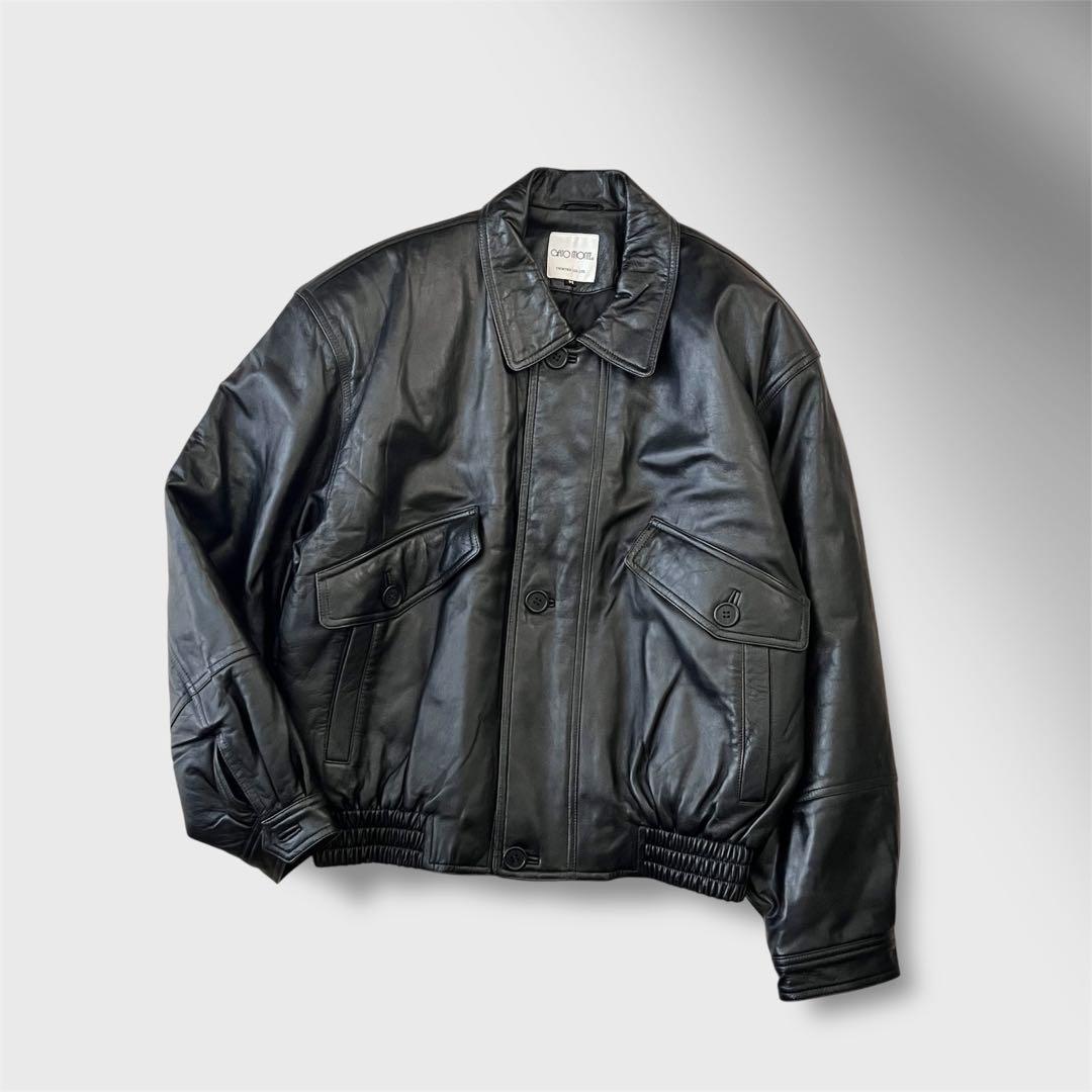 vintage A-2 レザーフライトジャケット ブラック 中綿 古着 y2k 70〜80年代 ビンテージ A-2タイプ ミリタリー フライトジャケット